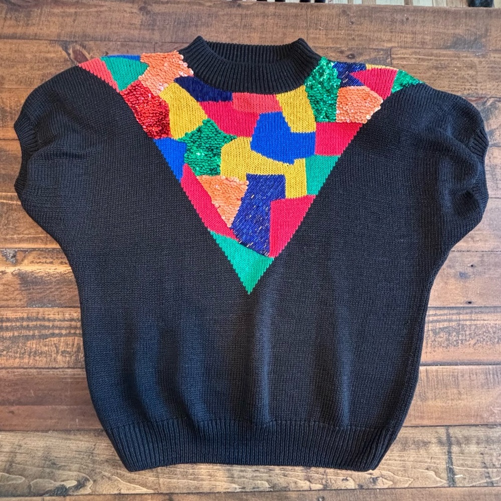 Vintage Gladys Bagley Geometric Sequin Sweater!